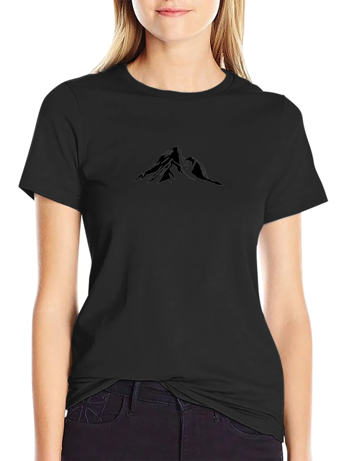 Minimalist Mountain Graphic Black T-Shirt