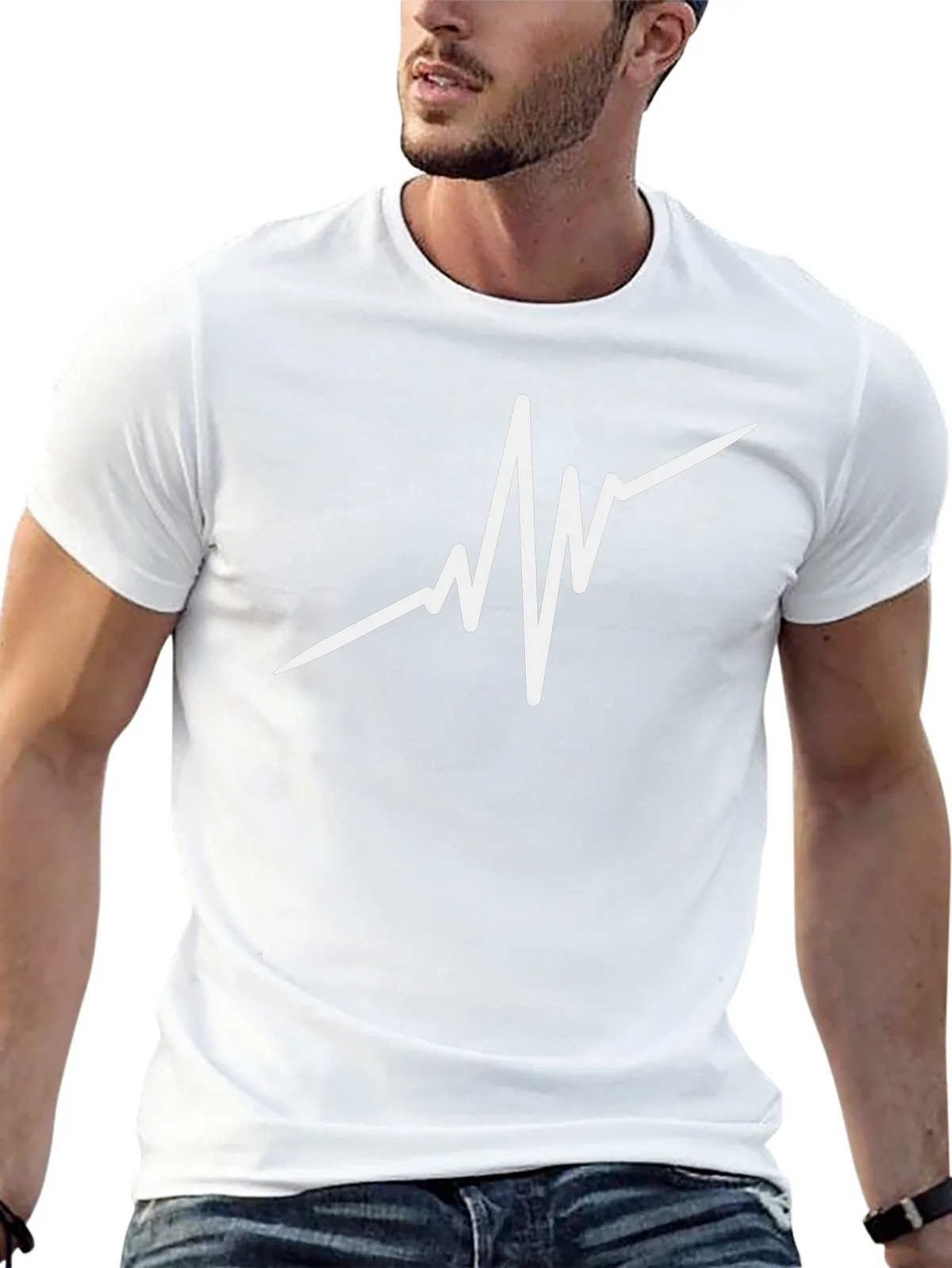 Heartbeat Graphic Black T-Shirt