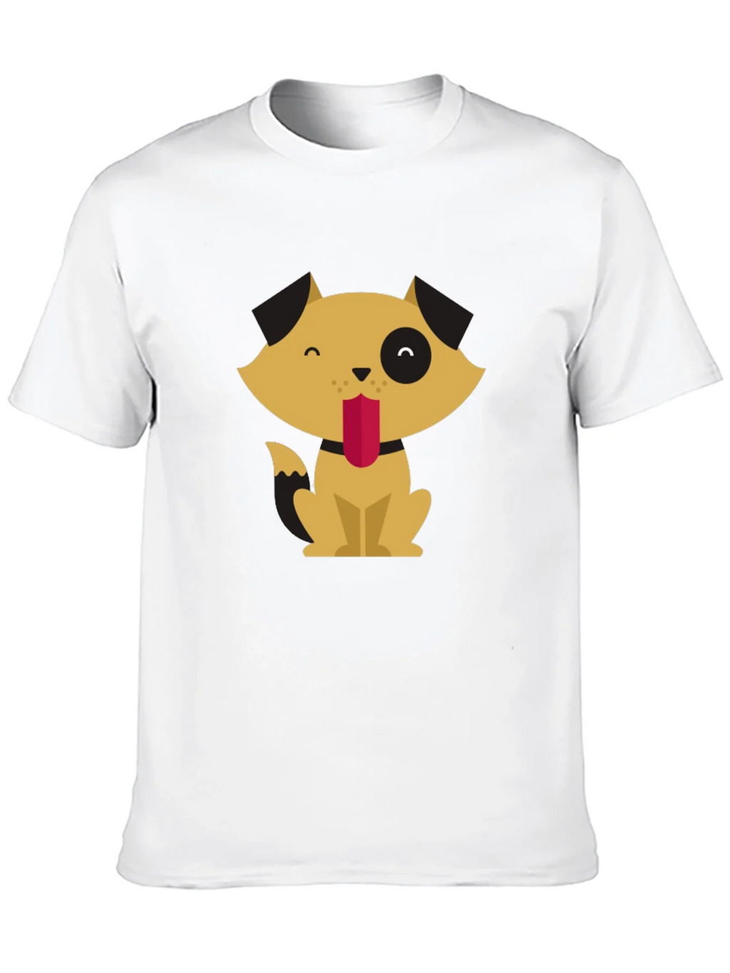 Cute Cartoon Dog Graphic Tee - Black
